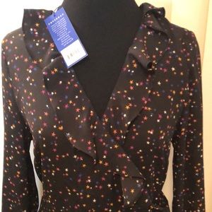 POPSUGAR stars black wrap dress size M NWT sheer